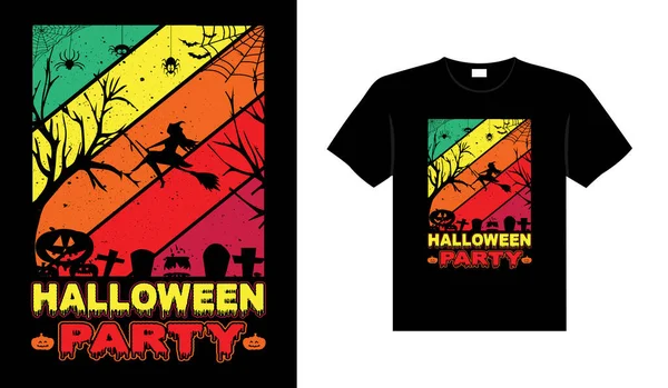 Halloween Horror Vintage Shirt Design Scary Print Template Vector Graphics — Vettoriale Stock
