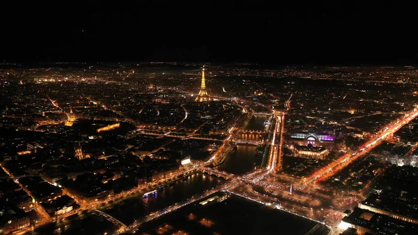 Paris Bei Nacht Aus Der Vogelperspektive — Stockfoto