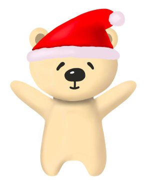 Kırmızı Noel Baba şapkalı oyuncak ayı