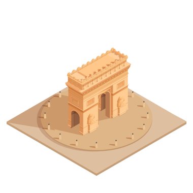 isometric triumphal arch in paris, vector illustration