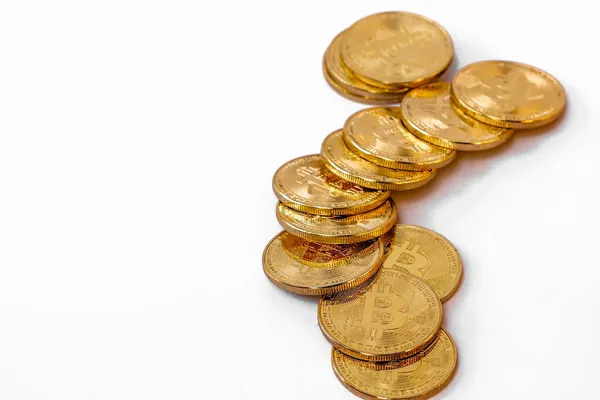 Algunos Bitcoins Que Tienen Color Dorado Son Actualmente Populares Tienen —  Fotos de Stock