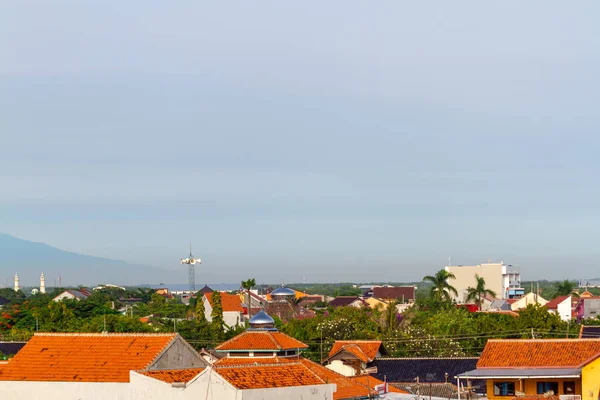 Blick Von Oben Von Den Dächern Der Häuser Stadtrand Von — Stockfoto