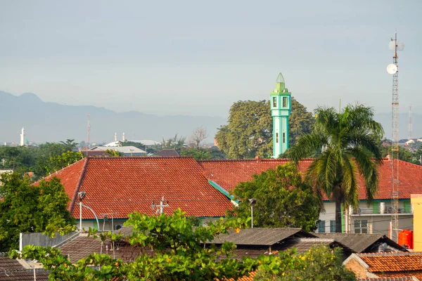 Top View Roofs Houses Outskirts Tegal Indonesia Slightly Cloudy Sky — Stock Photo, Image