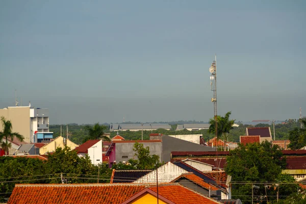 Blick Von Oben Von Den Dächern Der Häuser Stadtrand Von — Stockfoto