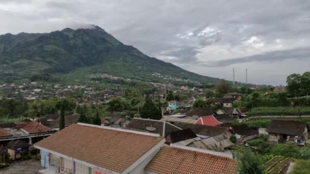 Kilátás Egy Falu Északi Lejtőjén Mount Merapi Mivel Magasság Teszi — Stock videók