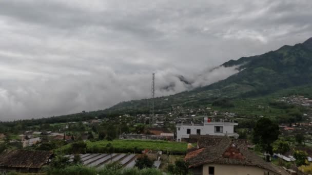 Kilátás Egy Falu Északi Lejtőjén Mount Merapi Mivel Magasság Teszi — Stock videók