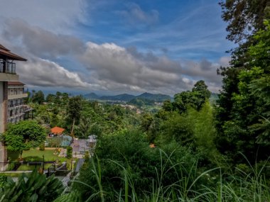 Dağlık arazide serin hava ile doğal manzara, yeşil bitkiler temiz hava sağlar.