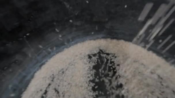 Rýžová Zrna Která Byla Očištěna Plev Připravena Vaření Konzumaci Rýže — Stock video