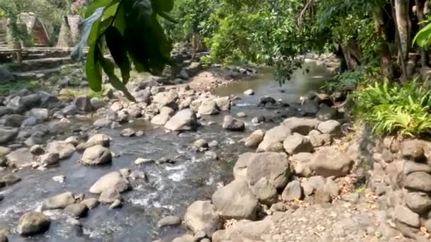 Поверхня Невеликої Річки Біля Вулканічної Гори Порода Вулканічної Активності Розкиданої — стокове відео