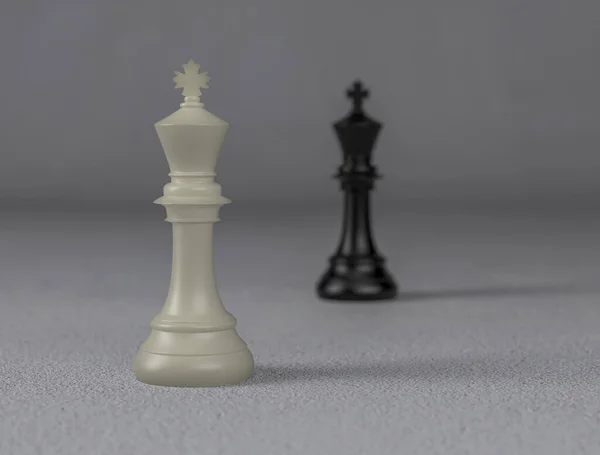 White Chess King Foreground Focus Black Chess King Blur Background — Stockfoto