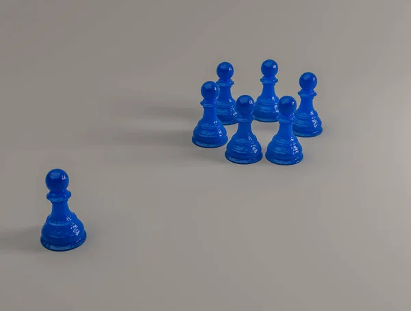 Blue Pawn Ostracized Other Pawn Collection Illustration Political Concept Organization — Fotografia de Stock