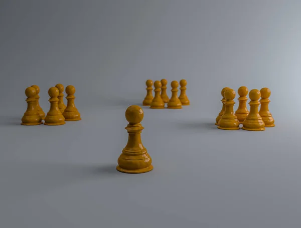 Yellow Pawn Ostracized Other Pawn Groups Illustration Political Concept Organization — Stock Fotó