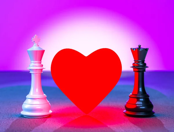 King White Chess Queen Black Chess Stand Flaring Form Love — Stock Fotó