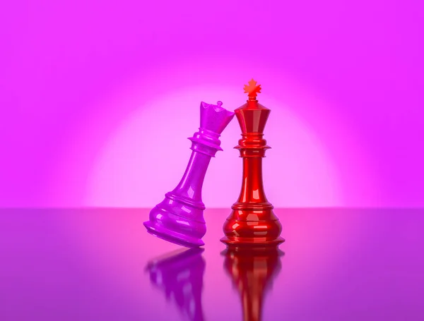 Chess King Queen Stand Side Side Looking New Future Concept — Zdjęcie stockowe