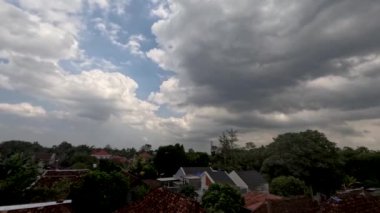 Time lapse of cloud movement over residential areas in rural areas, climate change concept