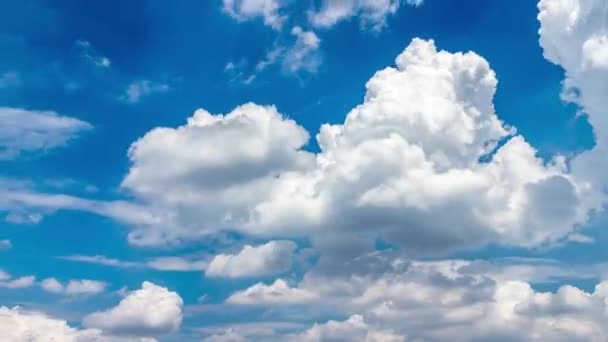 Güneşli Bir Günde Bir Grup Beyaz Bulutun Mavi Gökyüzü Sıcak — Stok video
