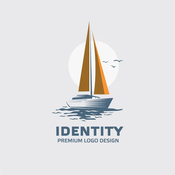 セーリング船の海輸送デザインベクトルのシンボル スピードボート波の標識ベクトルイラスト — ストックベクタ