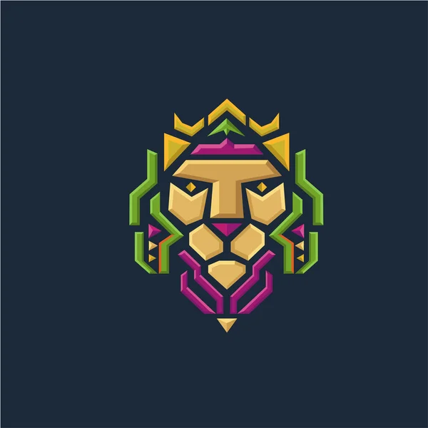 Illustration Vectorielle Géométrique Lion Coloré — Image vectorielle