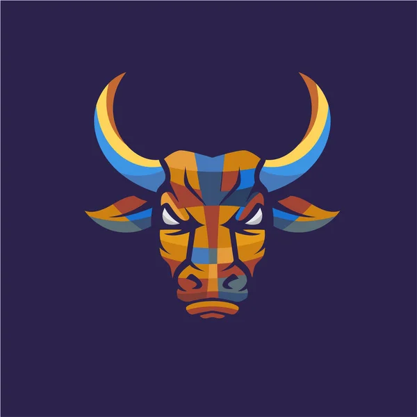 Šablona Geometrického Barevného Vektoru Bull Head — Stockový vektor