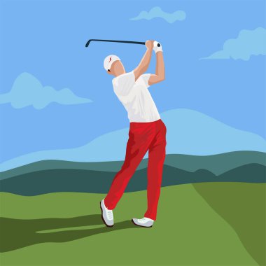 Golf Oyuncuları illüstrasyon grafik vektörü, Golf Oyuncuları Vektör illüstrasyonu