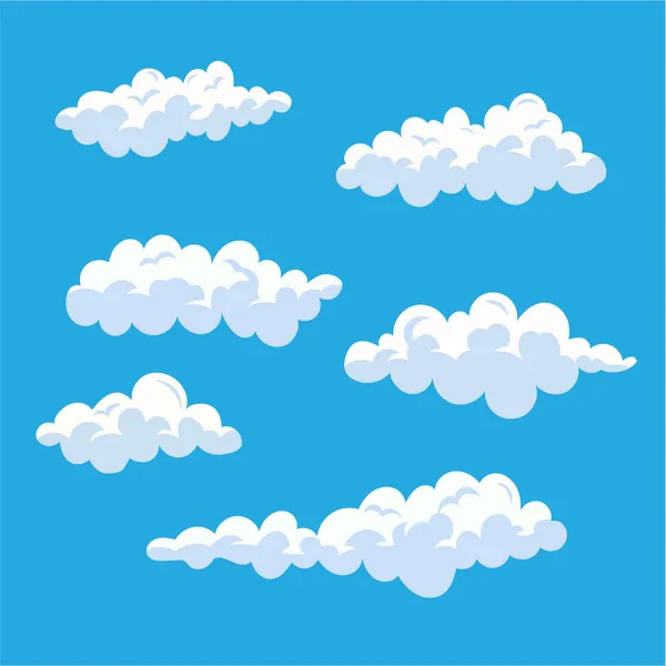 Cartoon Clouds Set Vektorwolke Isoliert Blauen Himmel Sammlung Von Wolken — Stockvektor