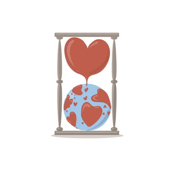 Годинник Серцем Глобусом Векторні Ілюстрації — стоковий вектор