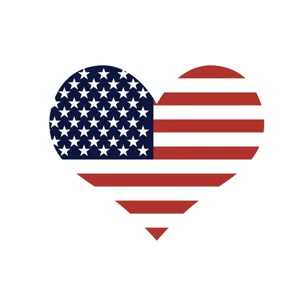 American Flag Heart White Background Vector Icon Usa Flag Color — Stock Vector