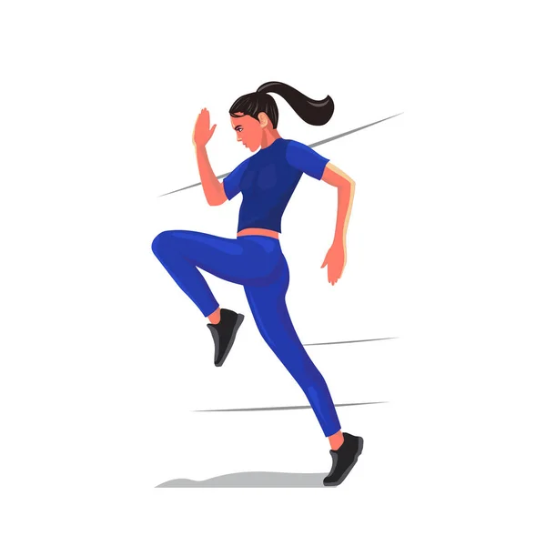 Vektorová Ilustrace Běžící Roztomilé Děvče Žena Tréninku Sport Zdravý Životní — Stockový vektor
