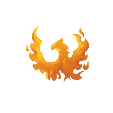 Phoenix kuş vektör ilüstrasyonu, beyaz arka planda alevli ateş kuşu vektörü illüstrasyonu