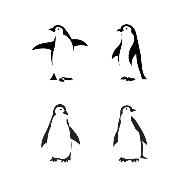 Lindo Pingüino Silueta Vector Diseño Ilustración — Archivo Imágenes Vectoriales