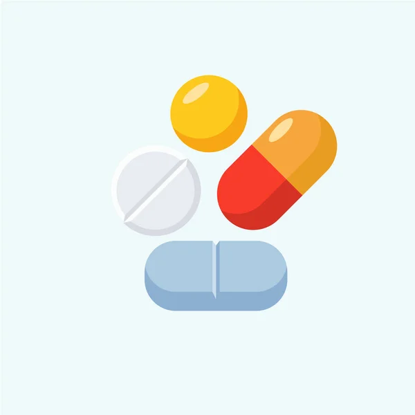 Illustration Vectorielle Pilule Comprimé Style Dessin Animé Plat Médicaments Gros — Image vectorielle