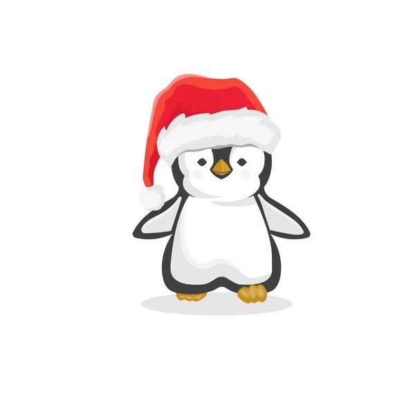 Lindo Pingüino Vestido Santa Tenía Ilustración — Vector de stock