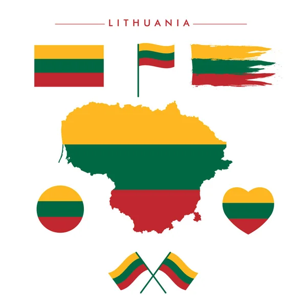 Lithuania Flag Map Vector Collection — Stock Vector
