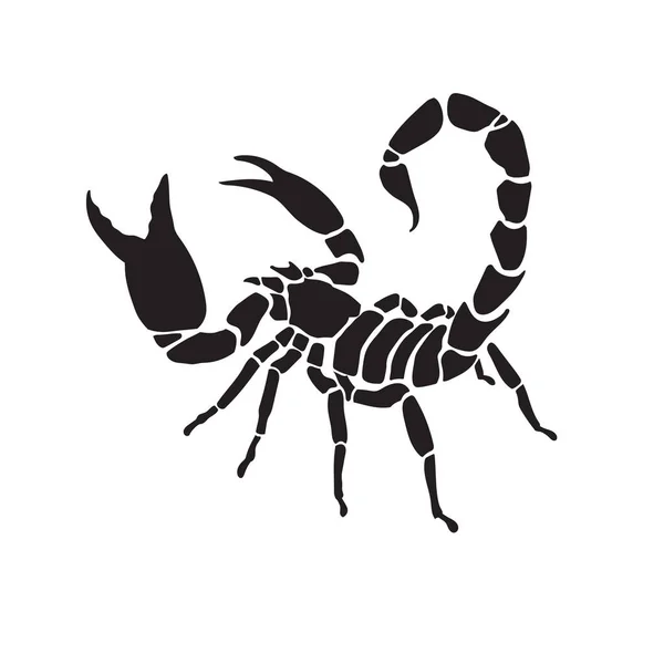 Skorpion Vektor Silhouette Isoliert Auf Weißem Hintergrund — Stockvektor