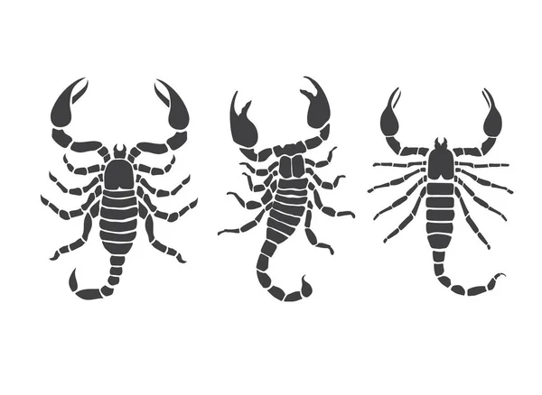 Scorpion Vector Silhouette Isolated White Background — Vettoriale Stock