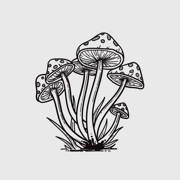 Champignons Met Hand Getekend Illustratie Premium Vector — Stockvector