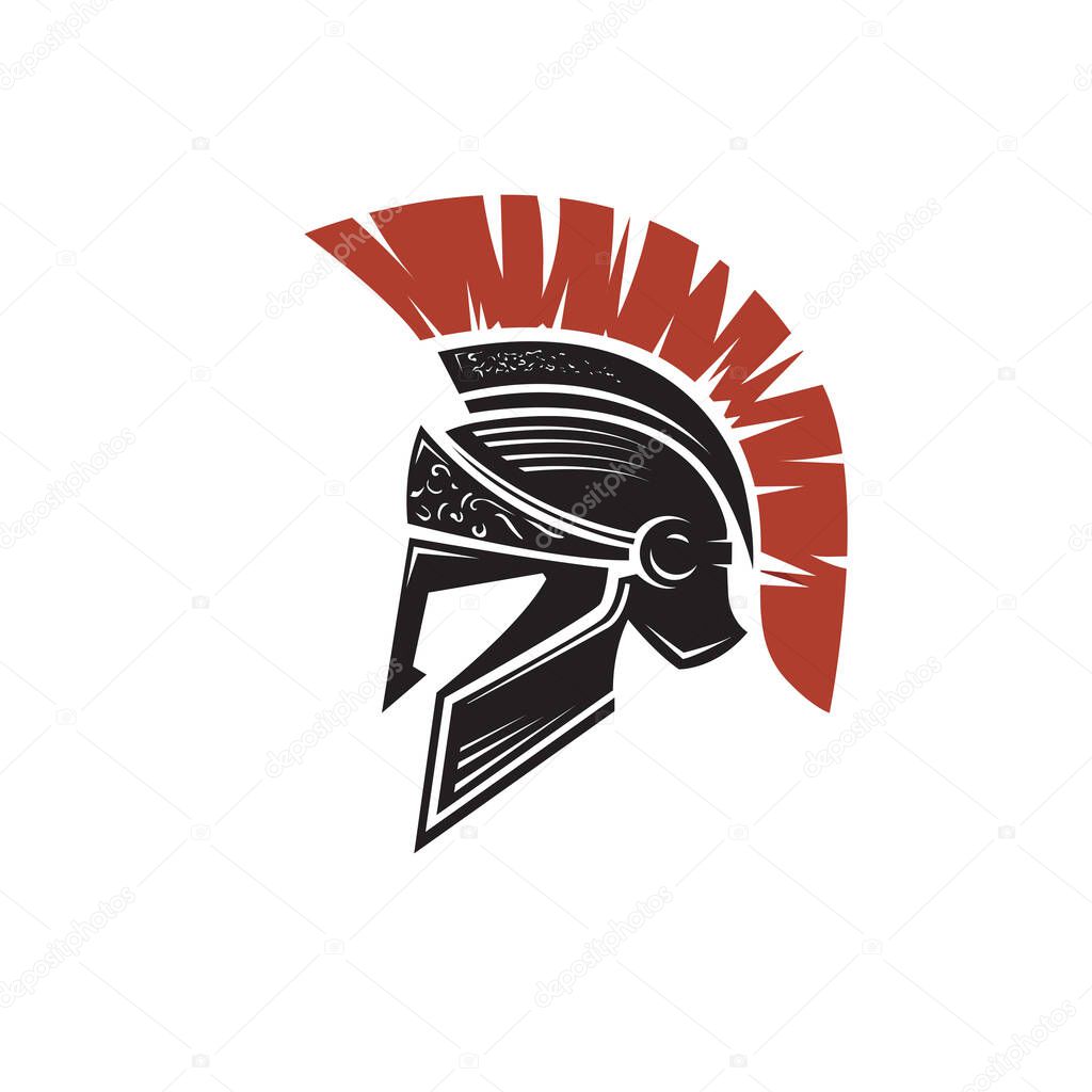 spartan warrior helmet logo vector illustration