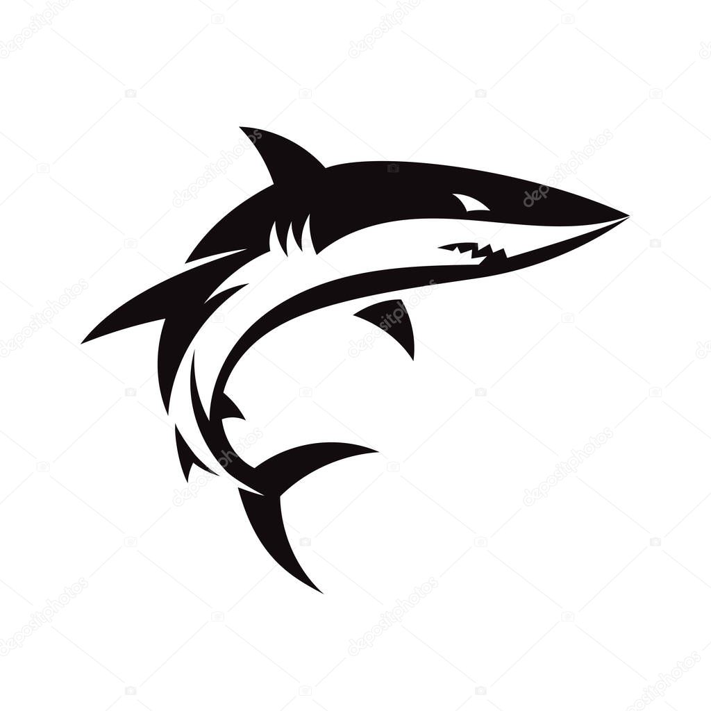 abstract simple shark logo vector on white background