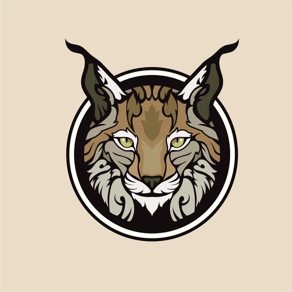 Circle Lynx Head Mascot Colorful Vector Illustration — Stock Vector