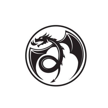 ejderha başı çember logo vektörü