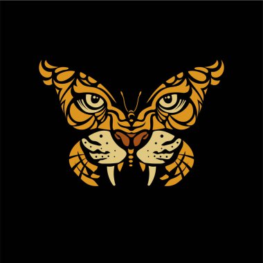 Kaplan yüzlü yaratıcı kelebek süsleme vektörü