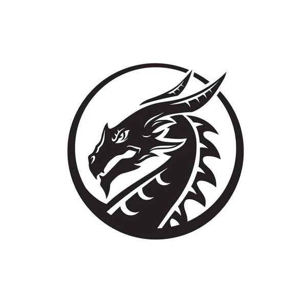 Круг Головы Дракона Изолирован Белом Фоне Вектор Логотипа — стоковый вектор