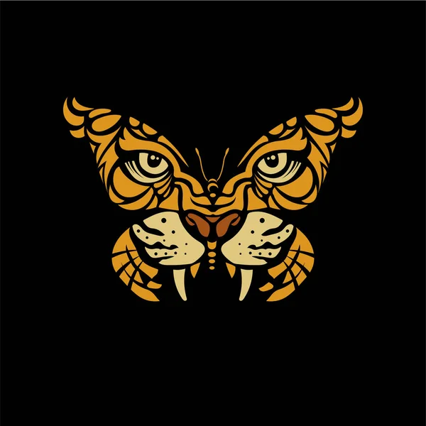 Kreativní Motýl Tygřím Obličejem Dekorace Vektor — Stockový vektor