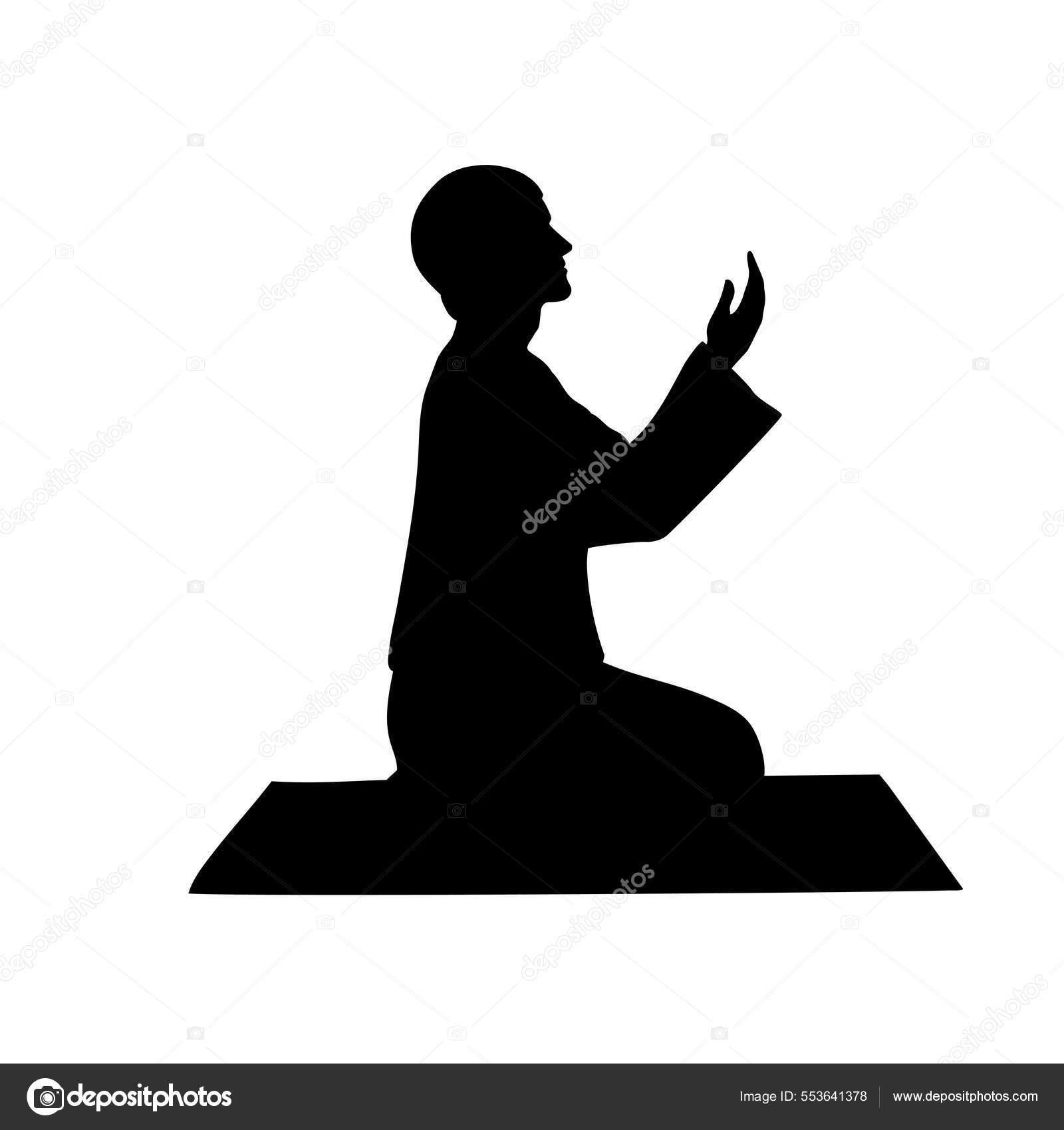 삽화를 기도하고 사람의 실루엣 스톡 벡터 - ©krustovin 553641378, image size:1600x1700