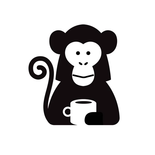Opice Kávovým Pohárem Vektorové Ilustrace — Stockový vektor