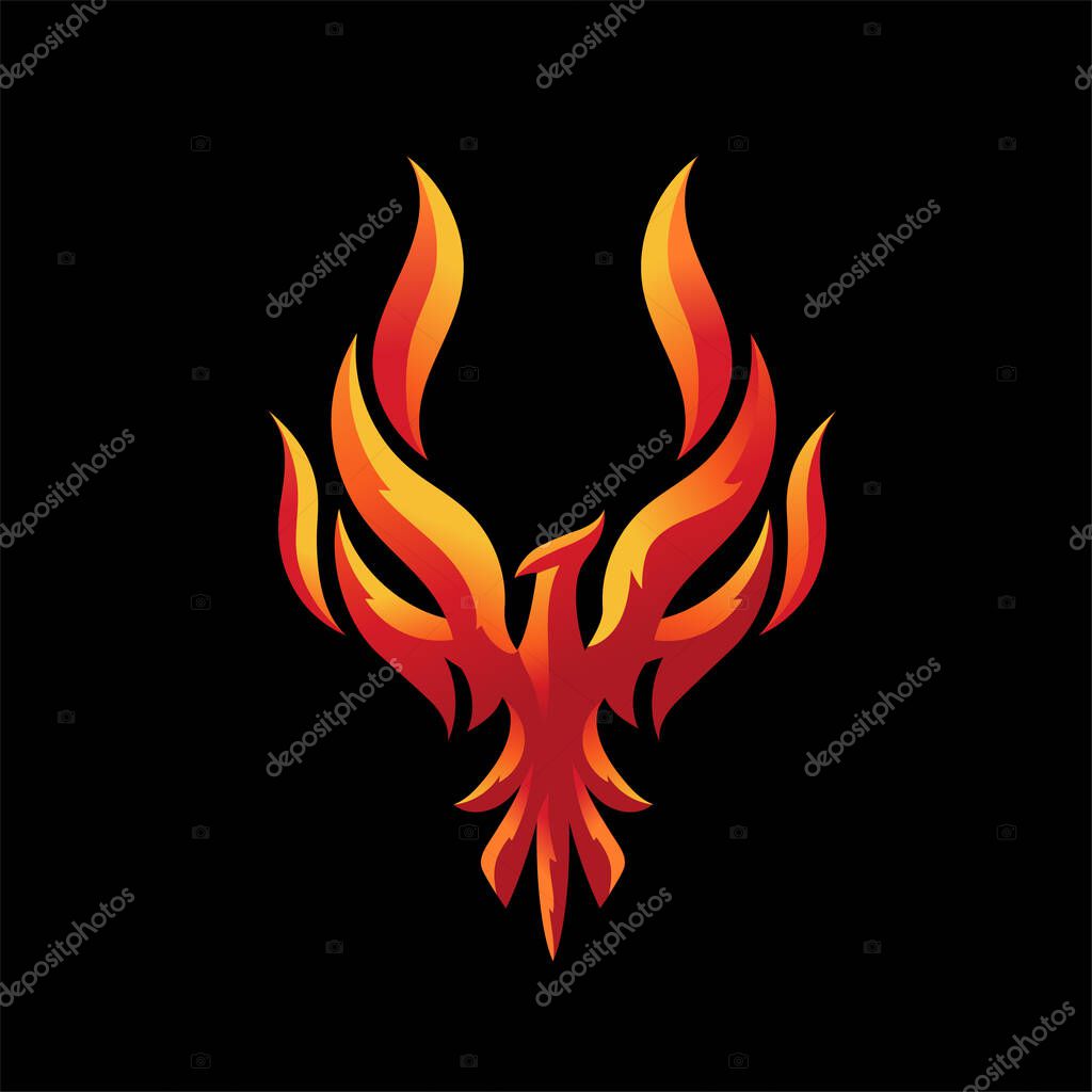 Elegant stylized phoenix bird vector illustration