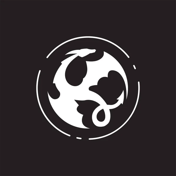 Criativa Simples Dragão Com Logotipo Círculo Desenho Vetor Ilustração — Vetor de Stock
