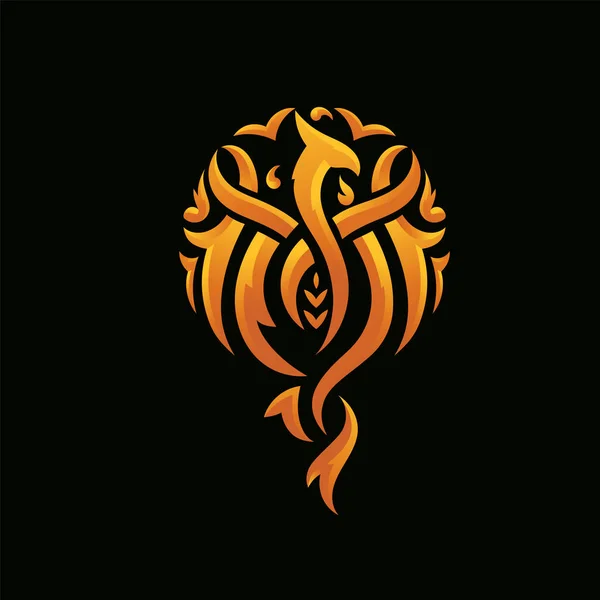 Concepto Logo Phoenix Forma Escudo Arte Ornamental Estilo Moderno — Vector de stock