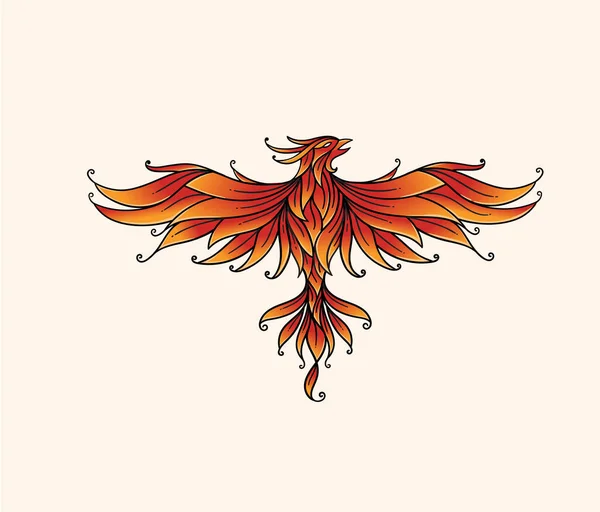 Fogo Queimando Phoenix Bird Decorativo Phoenix Pássaro Vetor Ilustração —  Vetores de Stock