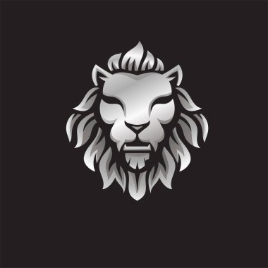 Elegant silver lion head crest vector design concept